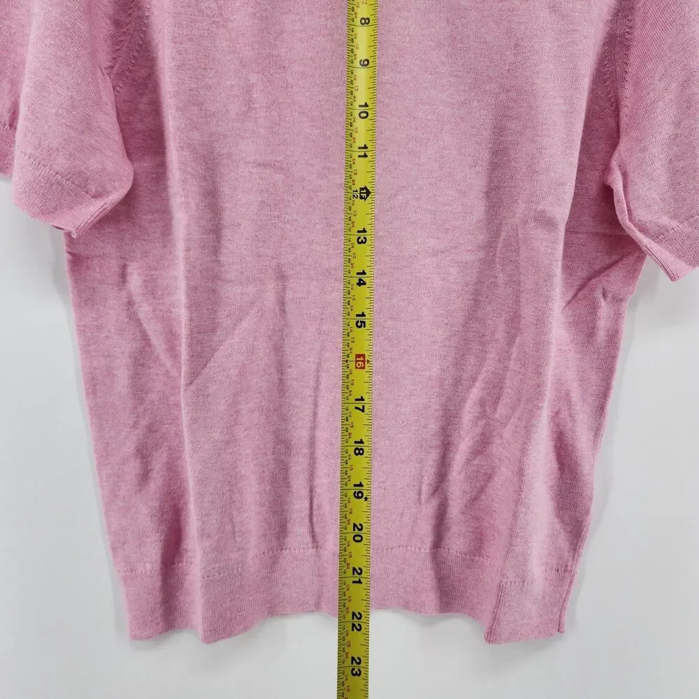J.CREW Women's Large Pink Short Sleeve Cotton Crewneck Sweater NWT‎
